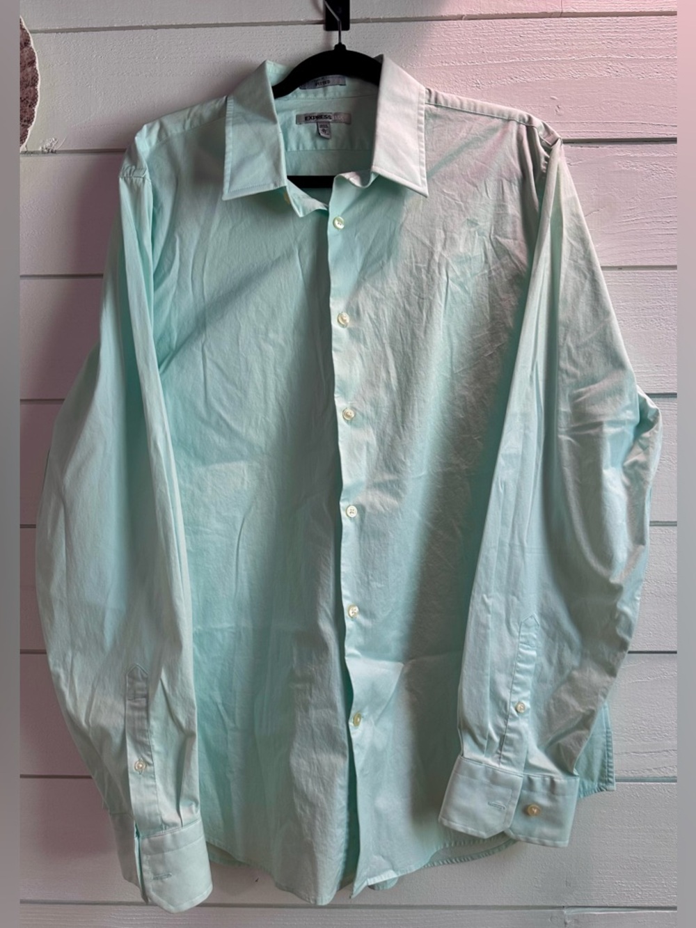 Express Men's Long-Sleeve Dress Shirt in Mint Green